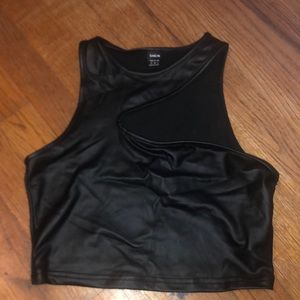 Faux leather crop tank